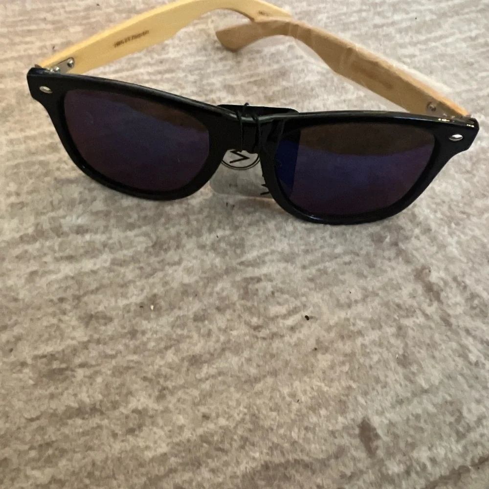 Classic Black Sunglasses with Blue Lenses
